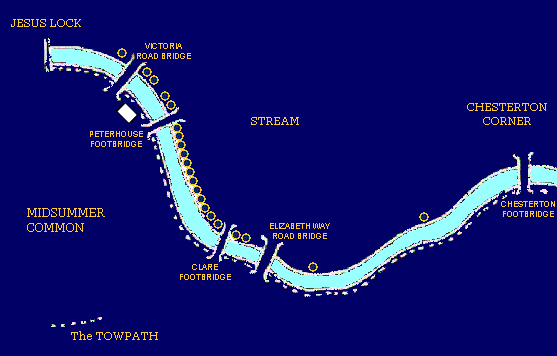 Image-map of the Cam and the boathouses