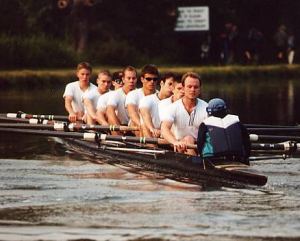 2nd boat in 1999, rowing down to the start of the May Bumps